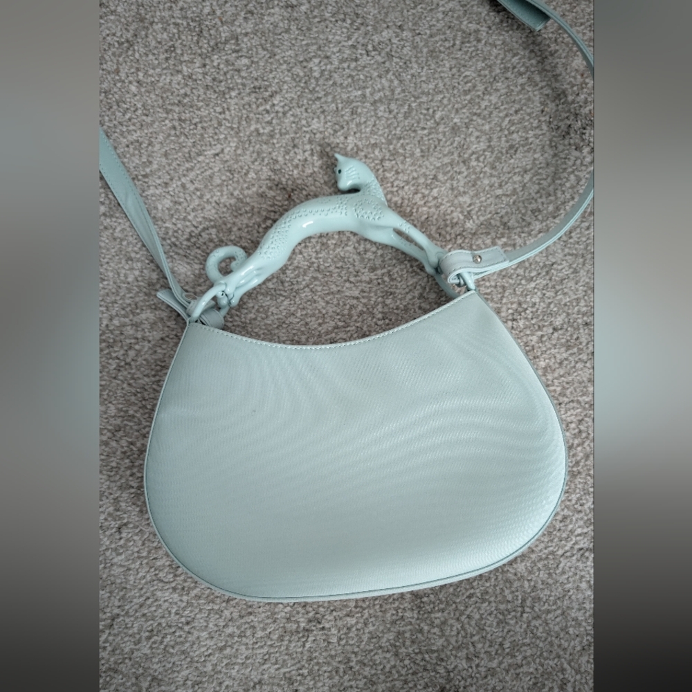 Lanvin Satin Blue Hobo Cat Handle Bag